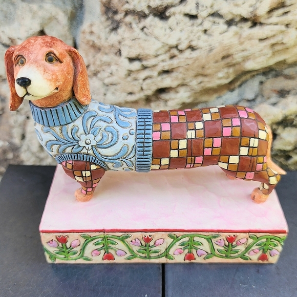 Jim Shore LONGFELLOW Dachshund Dog Heartwood Creek Checkered 4004851 VTG Folkart - Picture 3 of 8